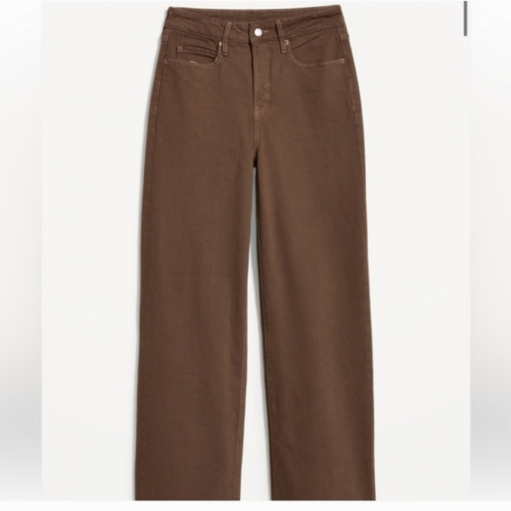 Old Navy Brown High Rise Wide Leg Straight Jeans - Picture 5 of 11